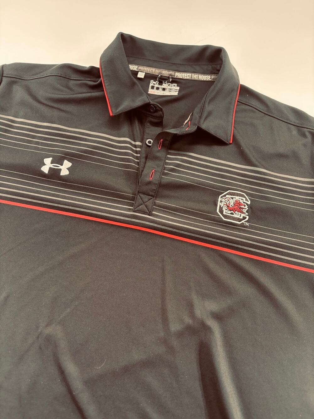Under Armour South Carolina Gamecocks Polo Men's 2XL Loose Heat Gear Striped